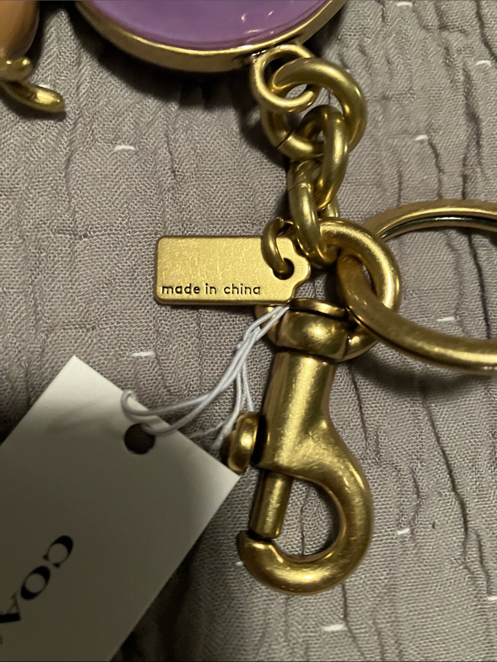 COACH. Snail Keychain Charm with Purple Shell and Gold Hardware. ADORABLE! FIRM - Picture 10 of 11
